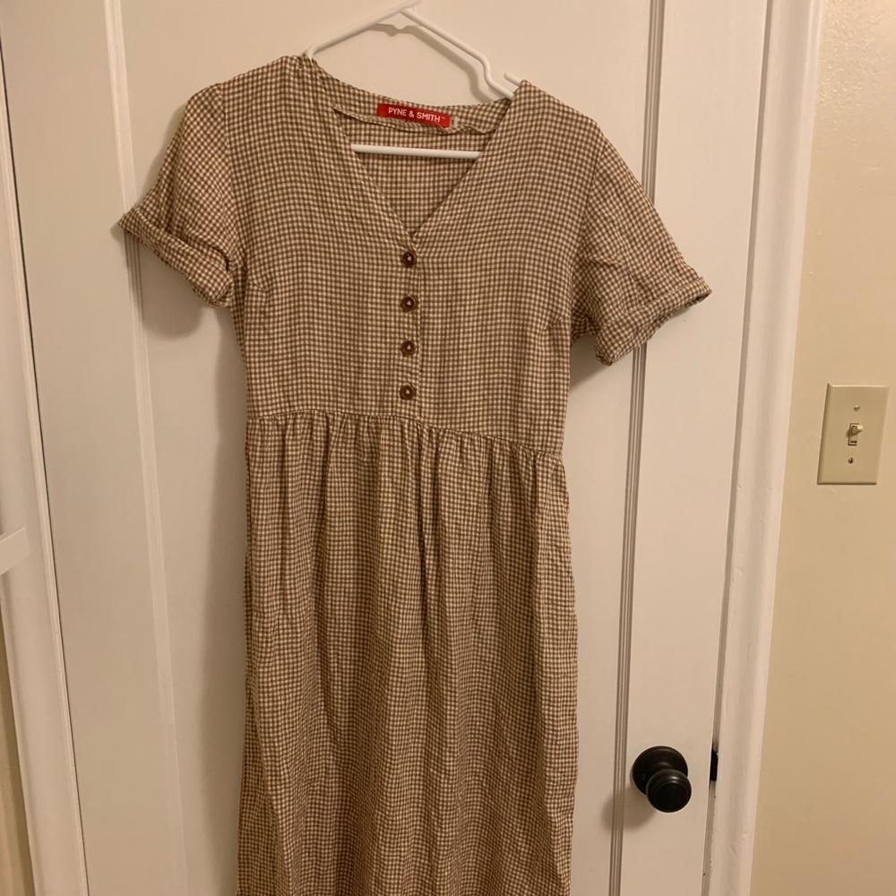 Pyne & Smith Gingham Mushroom Maxi Dress